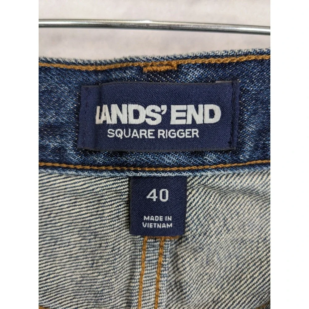 Lands End Square Rigger Mens Jeans Size 40 x 28.5 Traditional Fit Cotton Blue